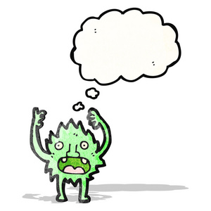 卡通毛茸茸的绿色怪物