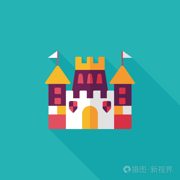 带有长长的影子eps10城堡平面图标