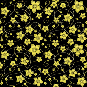黑色背景上的金色花朵