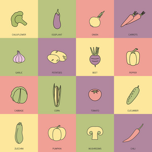 蔬菜图标扁线集