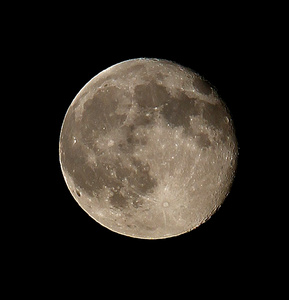 在黑暗的天空中清晰可见的陨石坑的满月