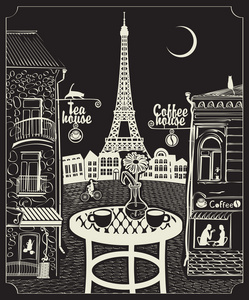 巴黎的夜晚咖啡馆