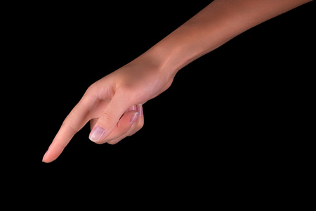 女人手指指向或触摸
