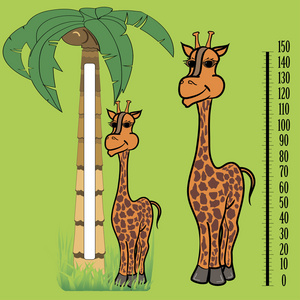 长颈鹿与公制的高规模的棕榈模式下