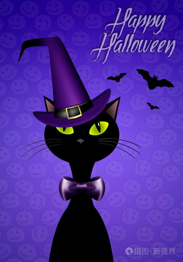 万圣节快乐的黑猫