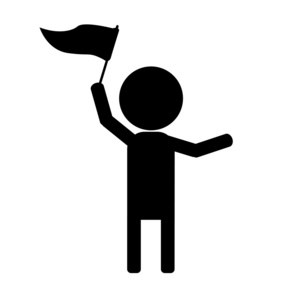 摇旗剪影人摇旗照片