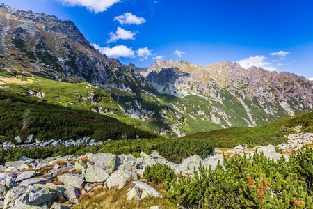 从徒步越过 tatra 山脉的景色。波兰。欧洲