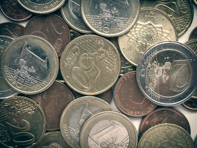 复古外观欧元硬币图片