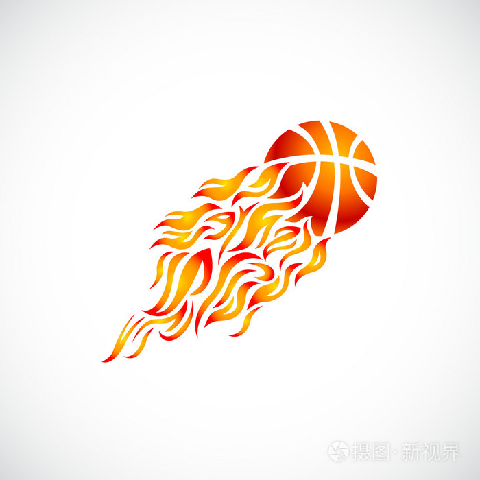 矢量, 火焰, 火, 球, 橙, 篮球, 符号, 图标