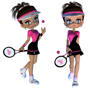 卡通网球运动员