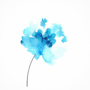 蓝色的花。水彩花卉插图