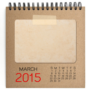 2015 日历棕色笔记本与空白一张老照片