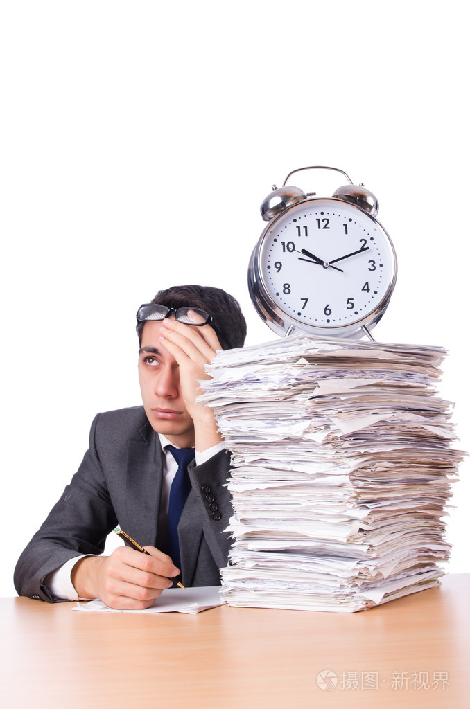 叠文件孤立的白色衬底上的大忙人