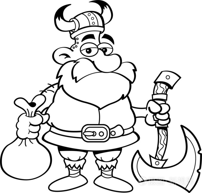 卡通维京人拿着一把斧头插画-正版商用图片1gqy4u-摄图新视界