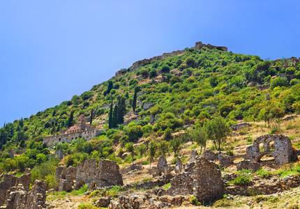遗址旧镇在 mystras，希腊