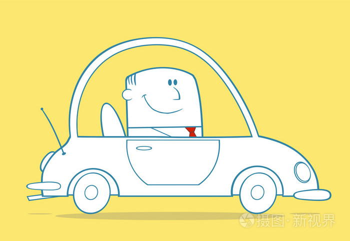 商人开车上班单色字符在黄色背景上