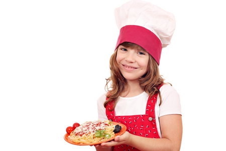 与意大利的小女孩厨师。