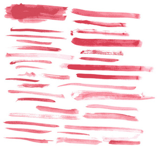 水彩红色墨水画笔描边矢量集