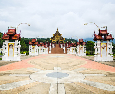 何康銮，北部泰国风格的建筑在皇家花博 清迈 泰国