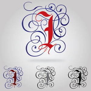 火山的字母表字母大写i装饰大写哥特式字体-字母 i照片