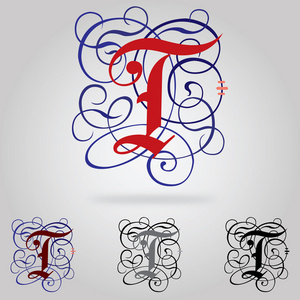 特别的顺序装饰大写的哥特式字体-字母 t照片