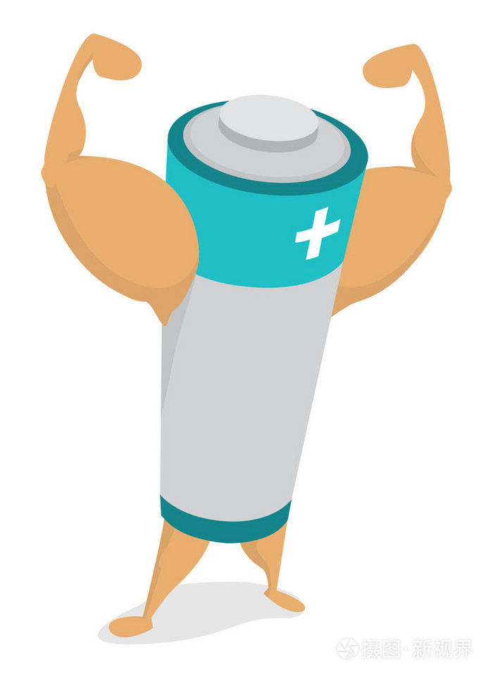 肌肉能量电池的电源插画-正版商用图片1grjhq-摄图新视界