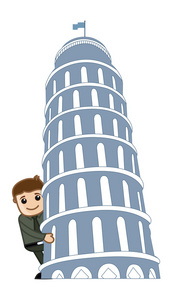 卡通矢量旅行意大利的比萨斜塔