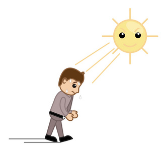 天气热出汗图字出汗夏季炎热的天气-卡通矢量字符照片