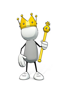 与国王的粗略小个子王冠和权杖