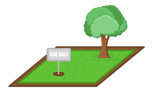 用于出售的房地产概念 — — 矢量字符卡通插画的土地照片