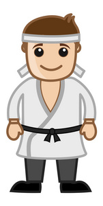 卡通矢量字符-空手道黑带大师照片