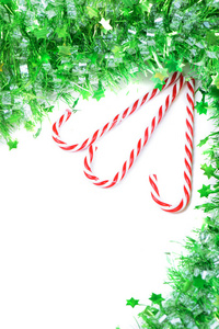 绿色糖果手杖装饰圣诞树