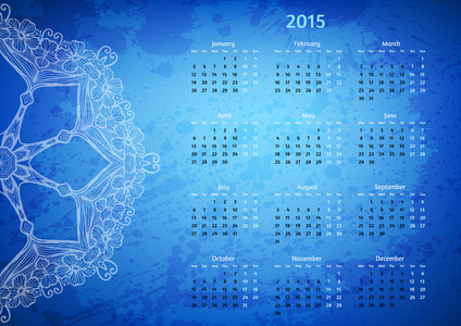 抽象艺术花纹 2015 年矢量日历