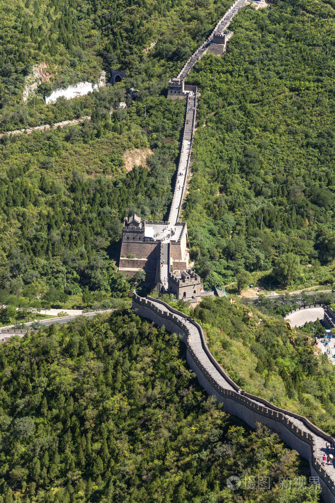 巨永关横穿广楼山谷的一段长城的顶视图