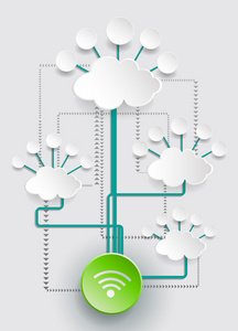 空白的云计算与 wifi symbol.social 网络概念