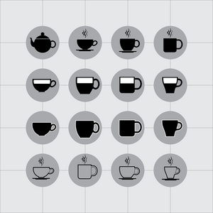 咖啡的杯具。茶杯。矢量图标