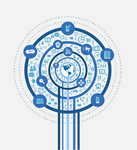 企业数字营销中抽象树形状图片