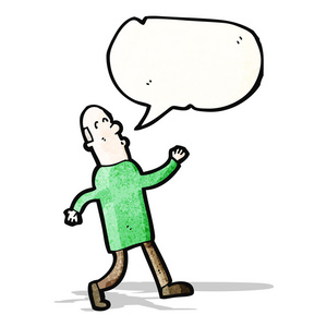 卡通人趾高气扬地走着照片