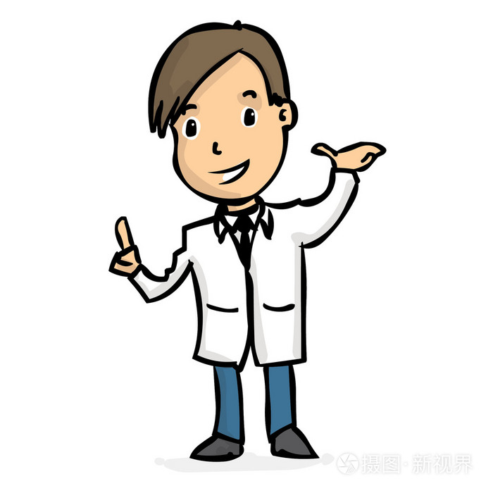手绘开朗的男医生.炫彩矢量图