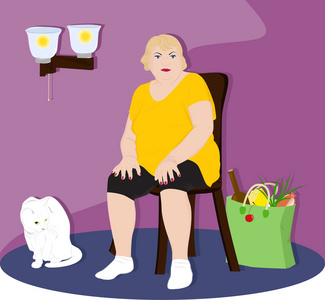 坐在椅子上的胖女人照片