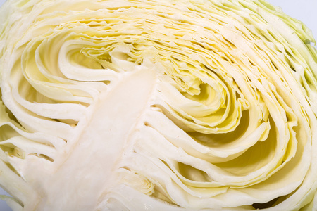白切白菜，切白菜露出里面卷曲的表面纹理