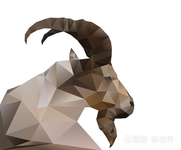 上一个白色的背景,矢量 illustrati 孤立的抽象山羊