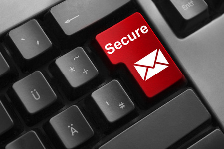 键盘红色按钮安全邮件符号