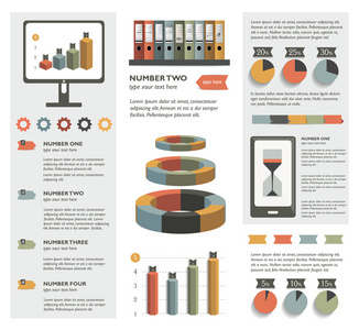 平的图表元素的集合。多彩的集的模板