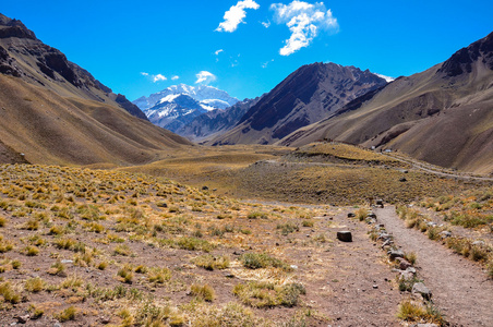 在智利和银色的阿空加瓜国家公园的风景