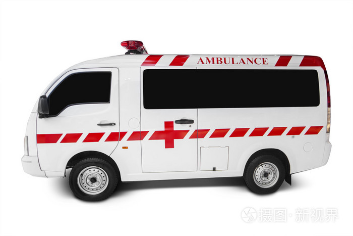 白色背景上救护车