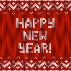 与针织纹理的快乐新年 2015年卡。矢量复古的老式背景。圣诞节插图