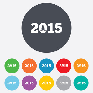 新年快乐 2015年签名图标。日历上的日期