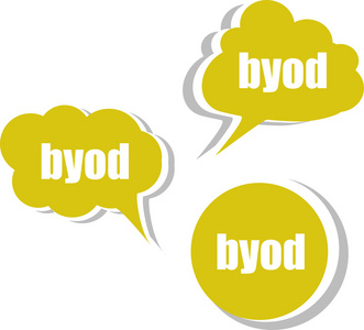 byod。贴纸，标签，标签集。图表的模板