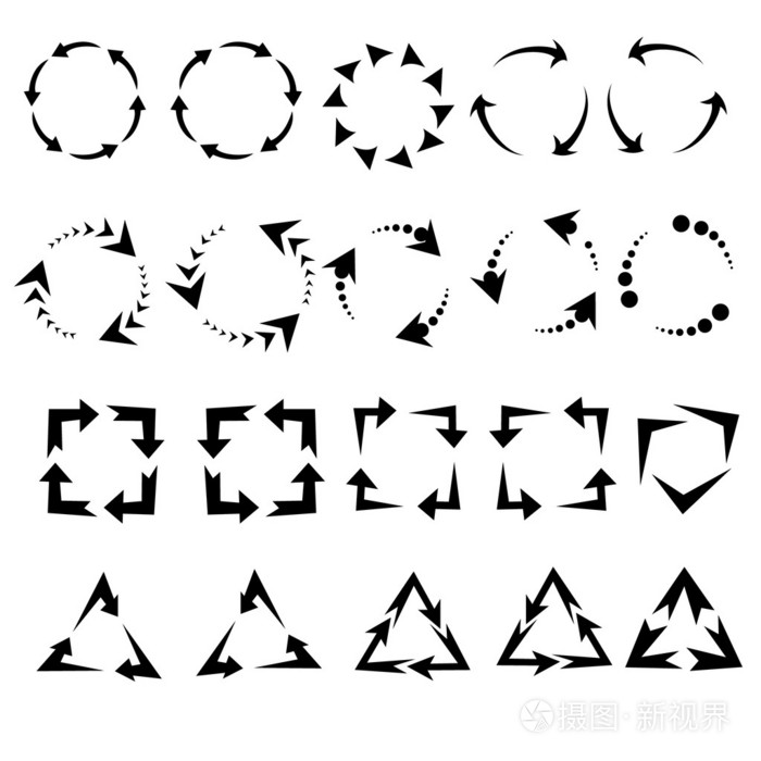 圆圈箭头图标,象形图刷新重新加载旋转环标志